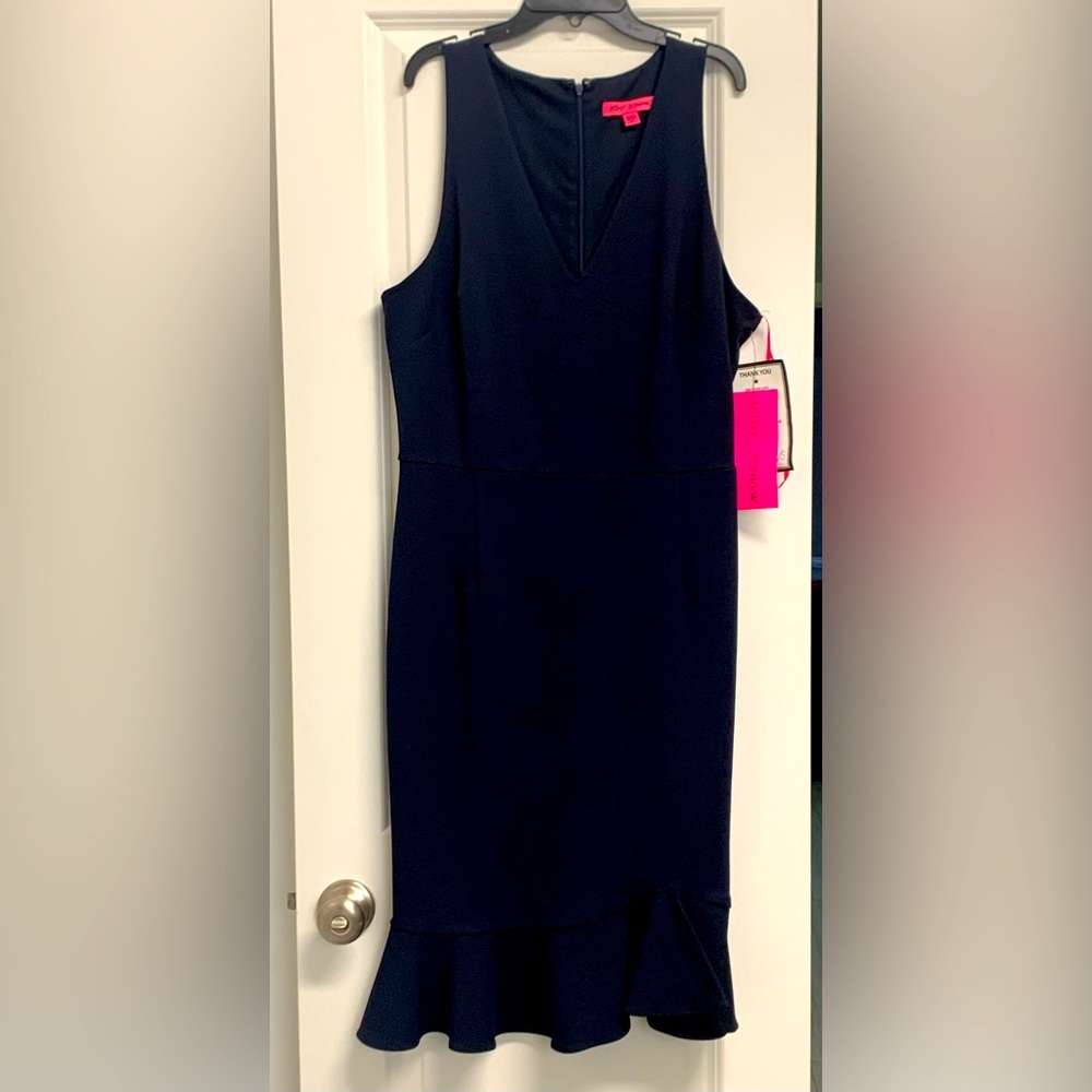 Betsey Johnson V Neck MIDI Dress in Blue size 14